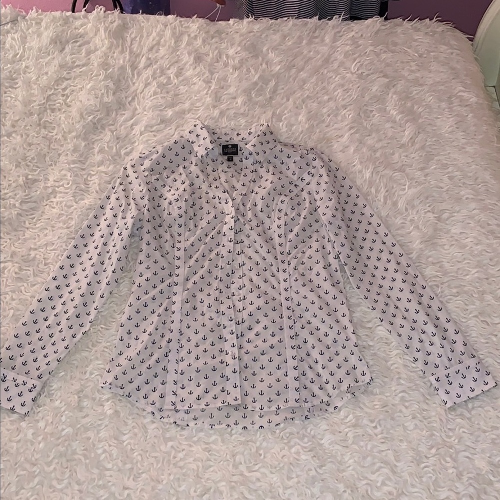 Express button down white anchor shirt
